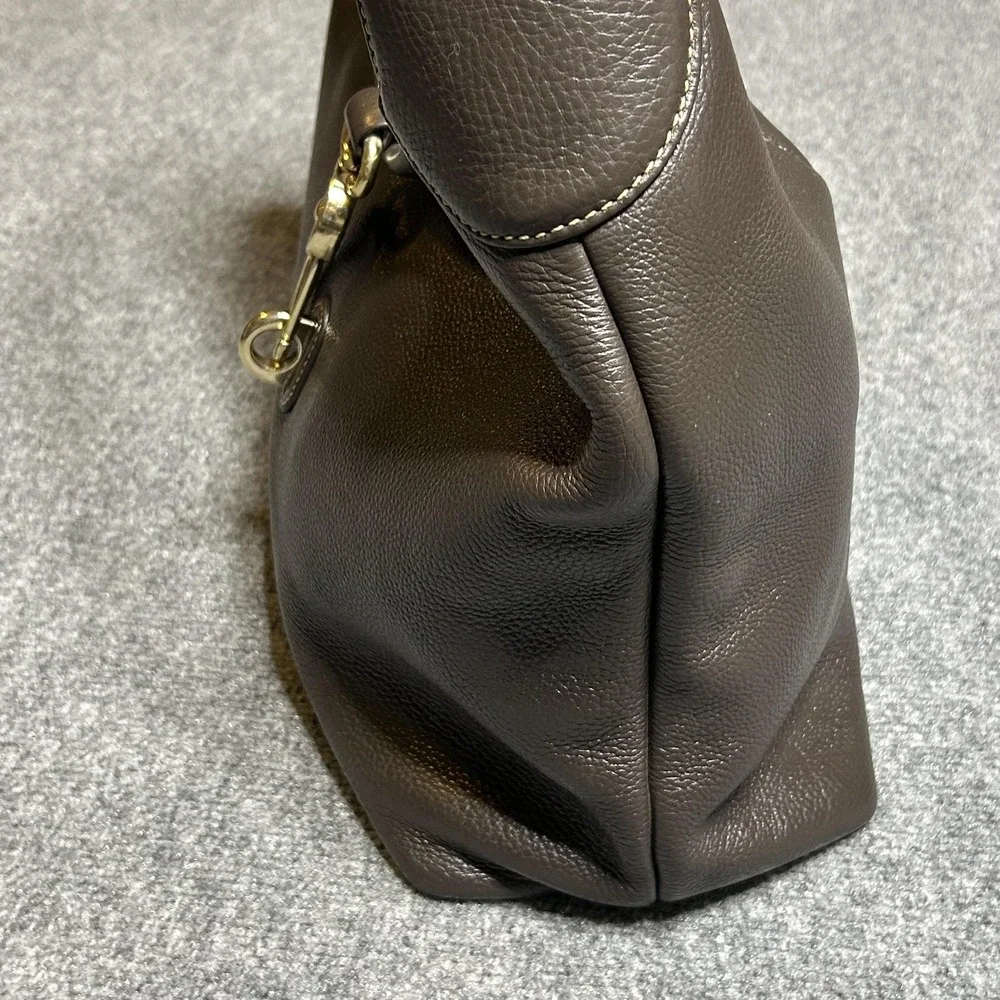 Dooney &‎ Bourke Hobo Bag Womens Large Brown Pebble Leather Shoulder Purse